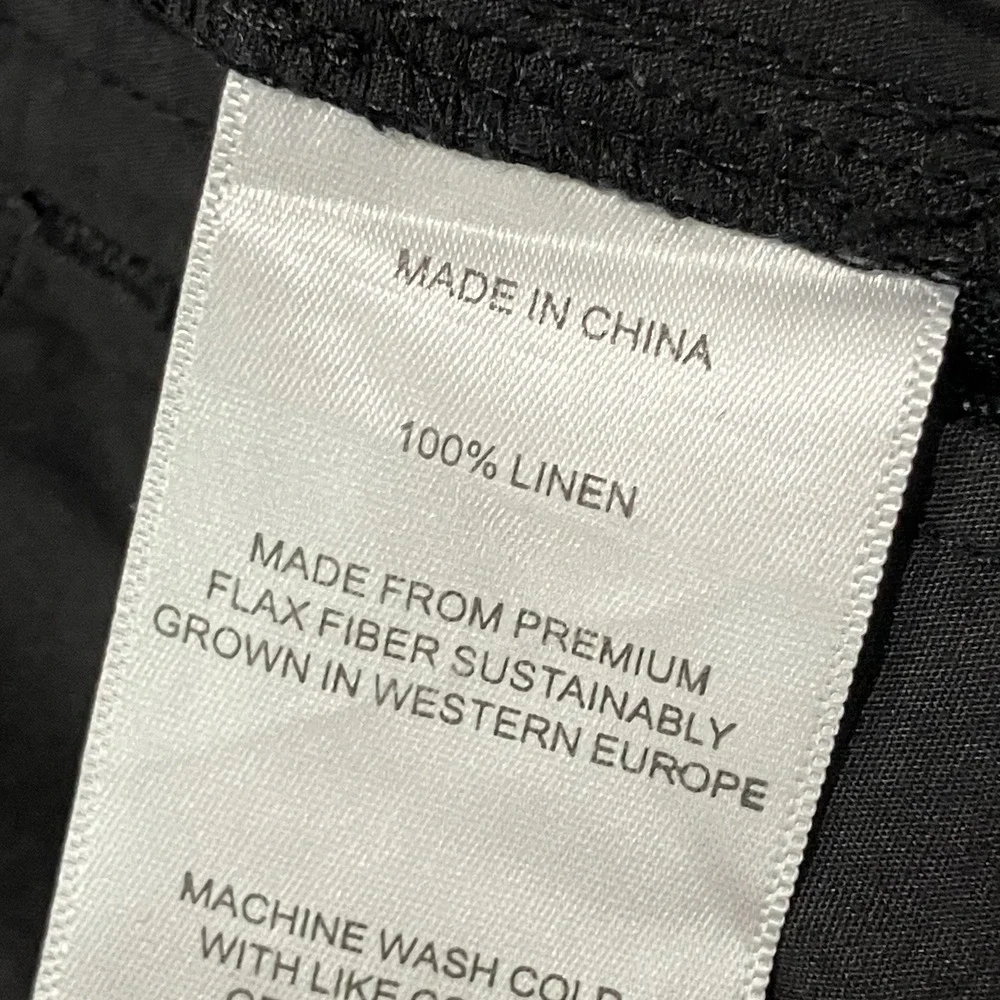 Quince 100% European Linen Pants Womens Size XL Black NWT Straight Leg Pull On